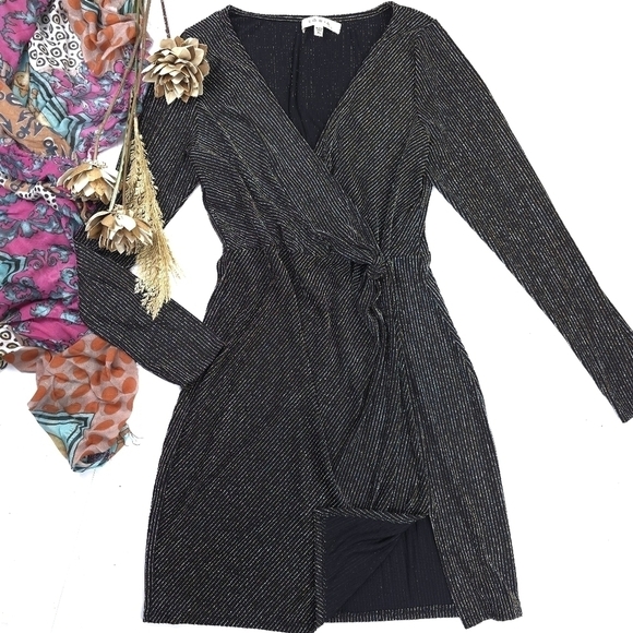 Dresses & Skirts - Row A Dark Brown Elegant Silver and Gold Shimmer Stripe Women's Dress Sz XL